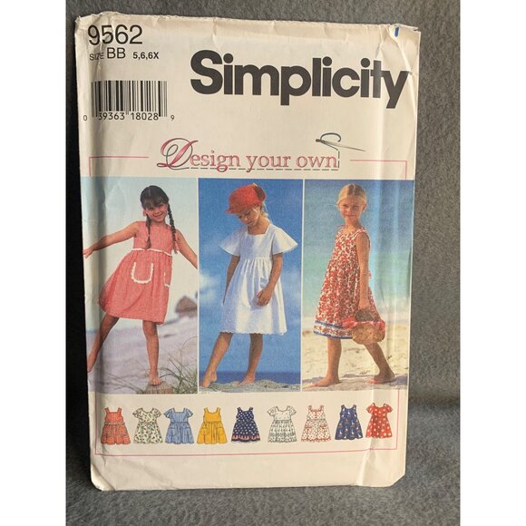 Simplicity Girl's Dress Sewing Pattern Sz 5-6X 9562 - Uncut - Picture 4 of 4